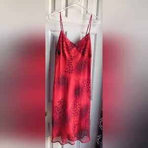 Vintage California Concepts Red Snakeskin Print Spaghetti Strap Slip Dress Sz 9